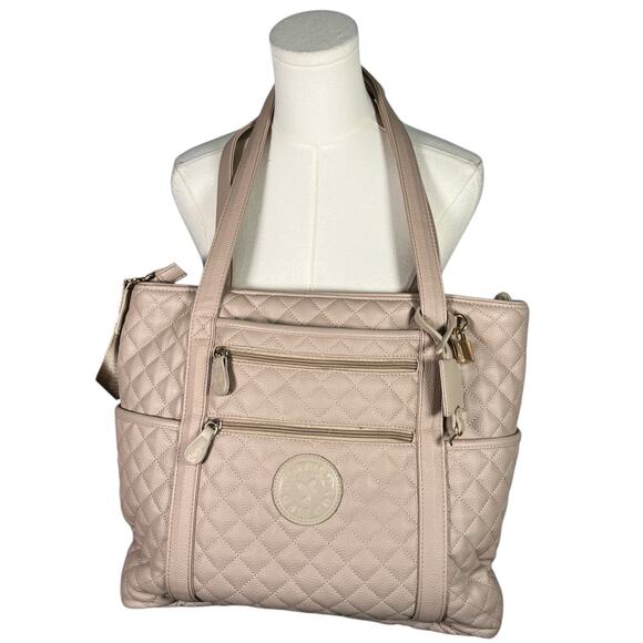 DD Bird The Taupe Leather Nash With Changing Pad Diaper Bag Luxury Shoulder - Picture 1 of 16
